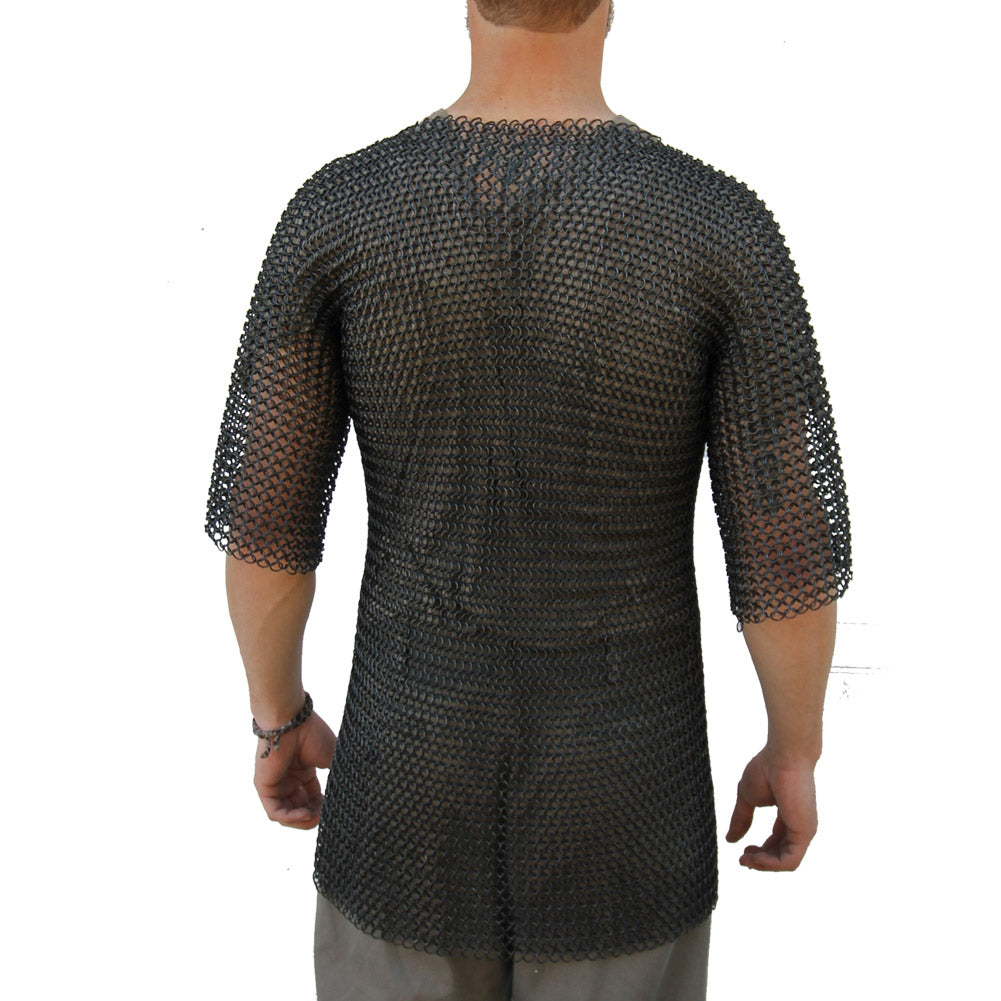 Medieval Half Sleeve Habergeon Blackened Chainmail Medium