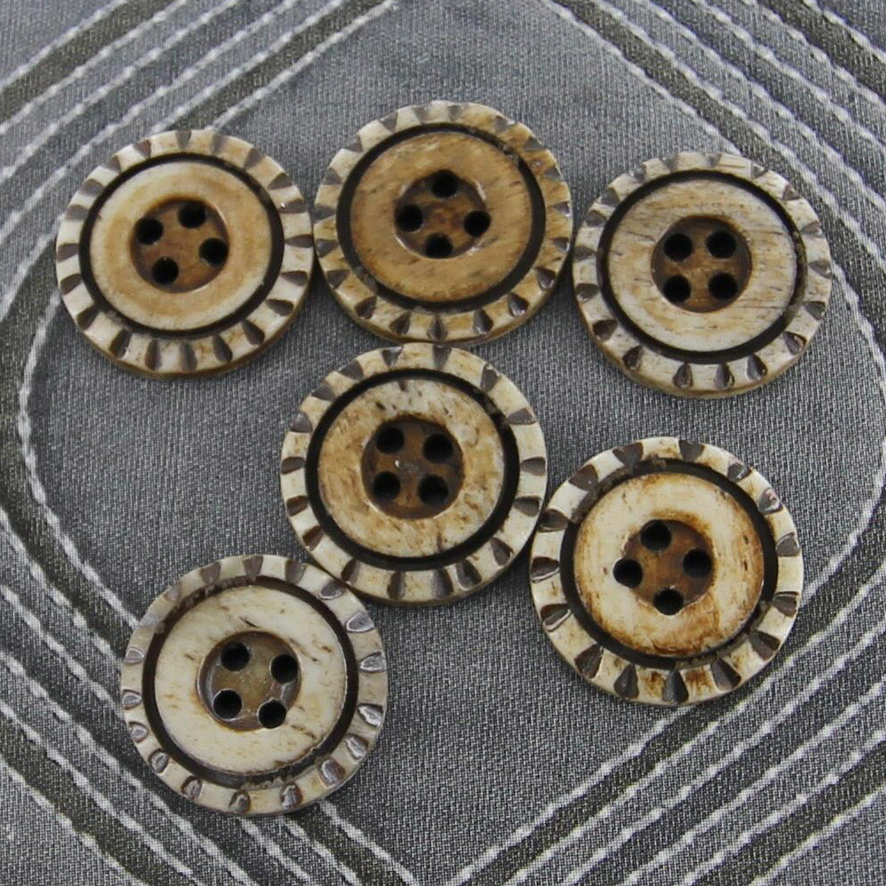 Handcrafted Water Wheel Horn Button Set