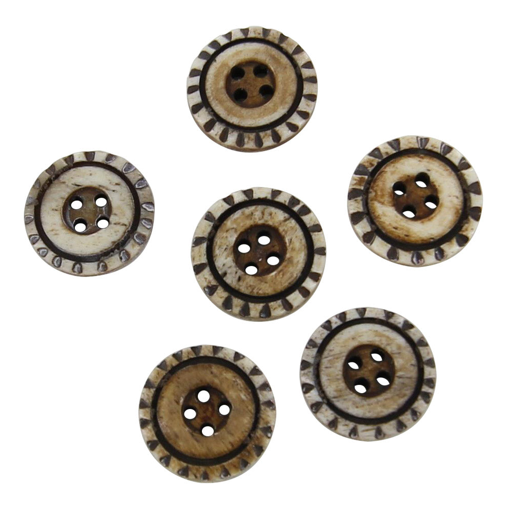 Handcrafted Water Wheel Horn Button Set