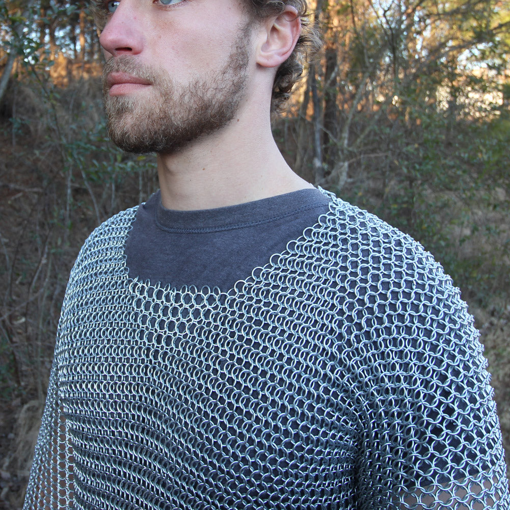 Medieval Knights Full Sleeve Hauberk Chainmail Large