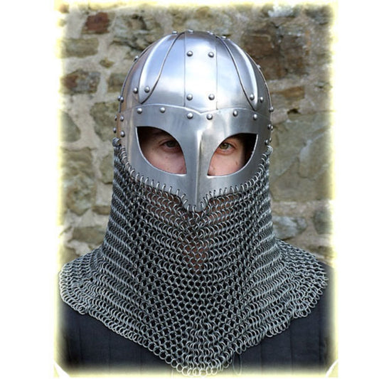 Viking Helmet Battle Armor 18G Steel and Chainmail