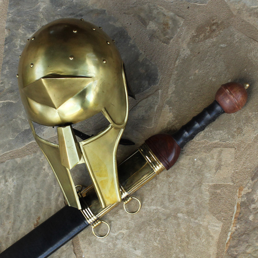 Roman Gladiator Arena Brass Spike Helmet