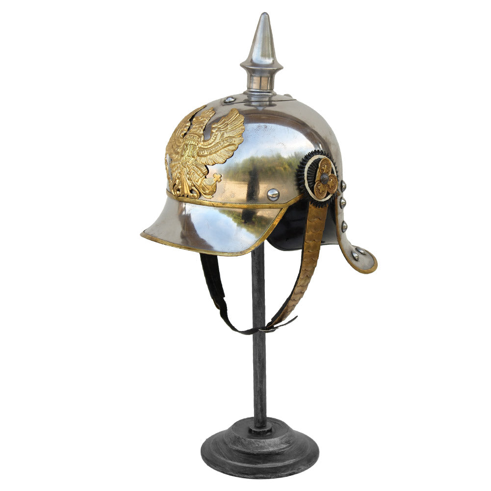 Darkened Iron Helmet Stand Display