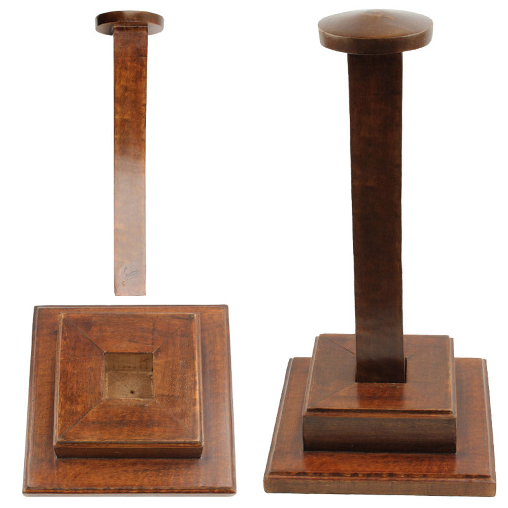 Square Base Wooden Helmet Stand