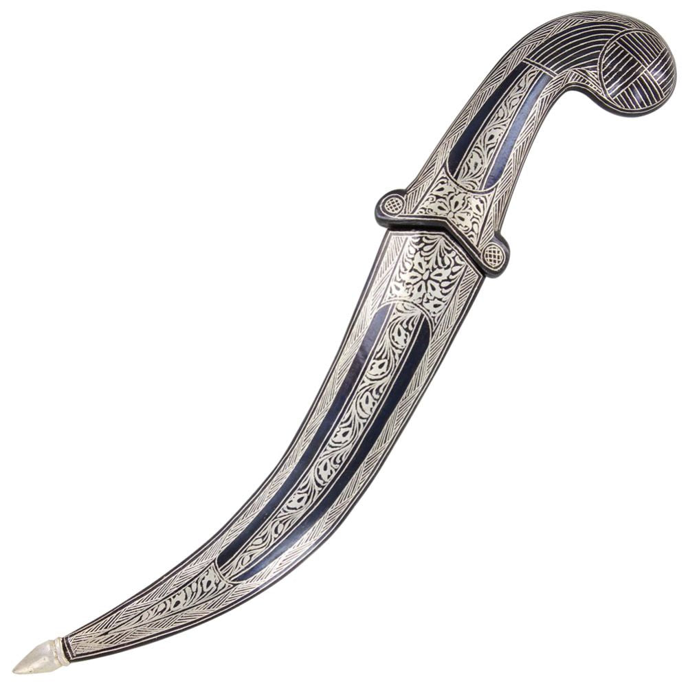 Damascus Steel Dagger with Koftgari Silverwork