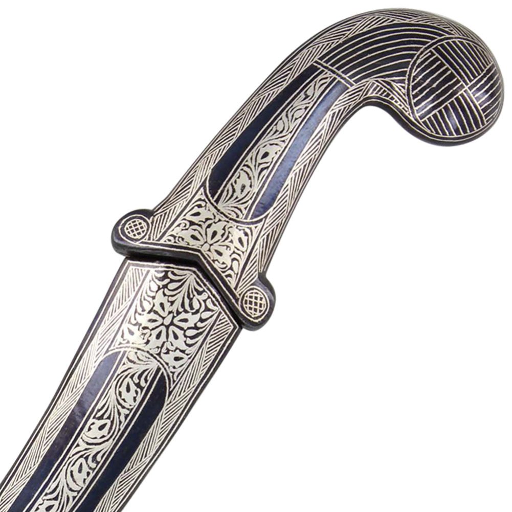 Damascus Steel Dagger with Koftgari Silverwork