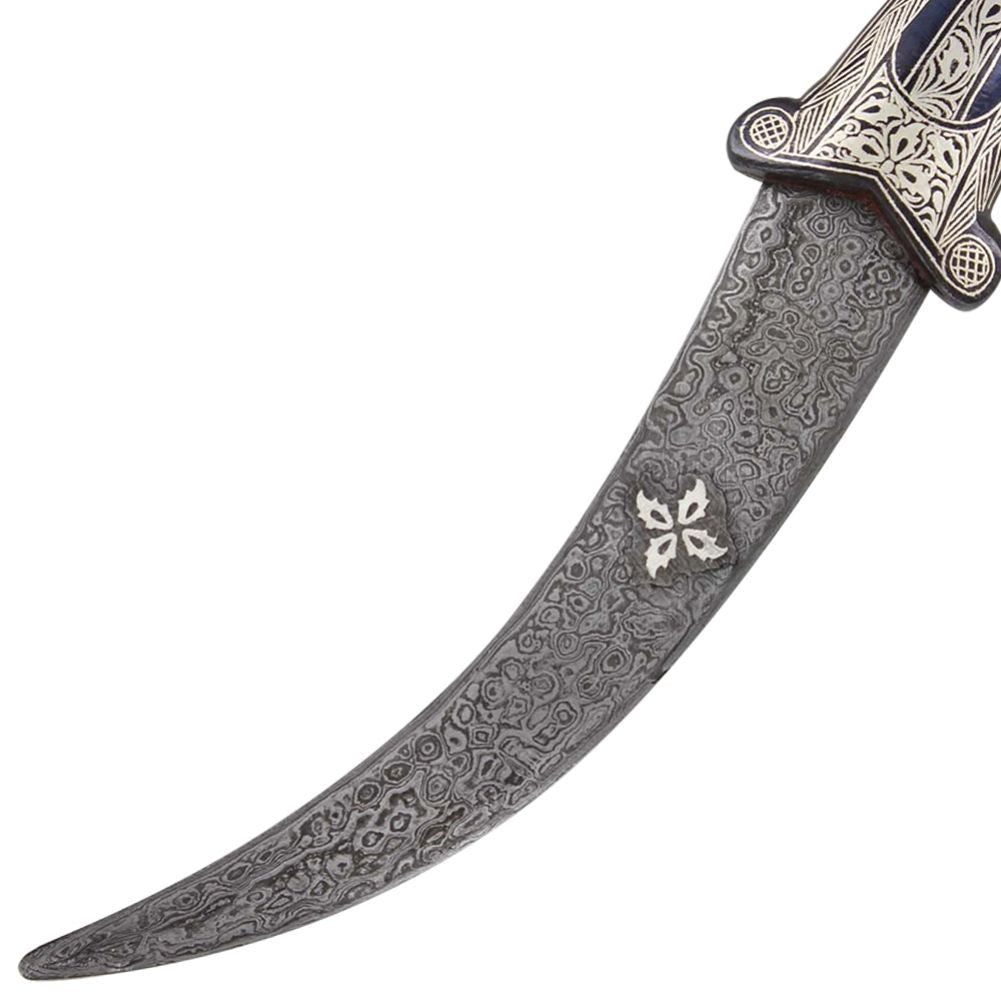 Damascus Steel Dagger with Koftgari Silverwork