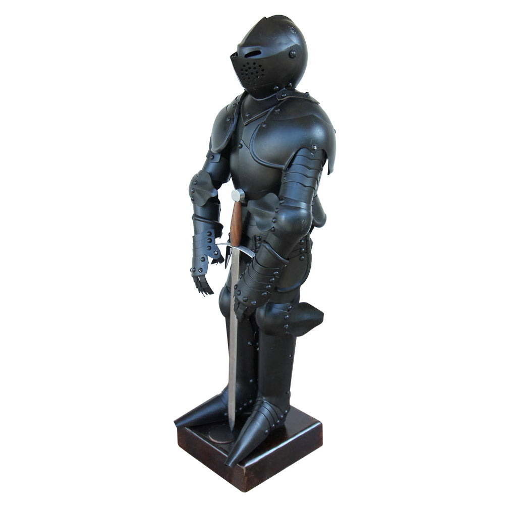 Medieval Mini Black Knight 14th Century Statute