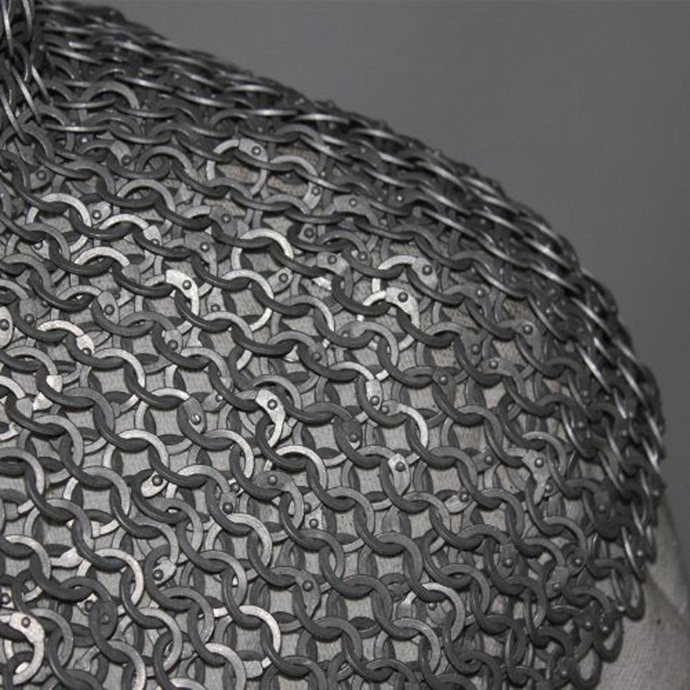 Medieval Knight Flat Ring Rivet Chain Mail Coif