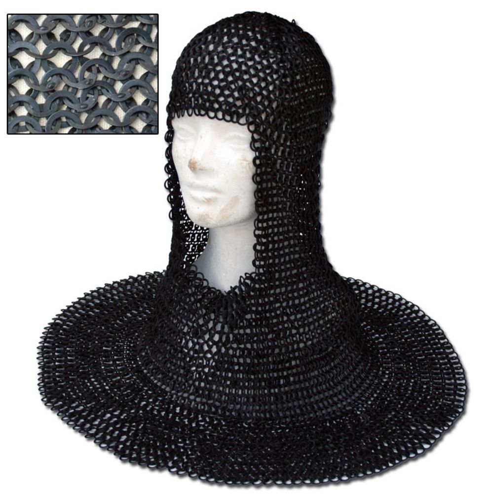 Medieval Wedged Rivet Steel Chainmail Coif Armor