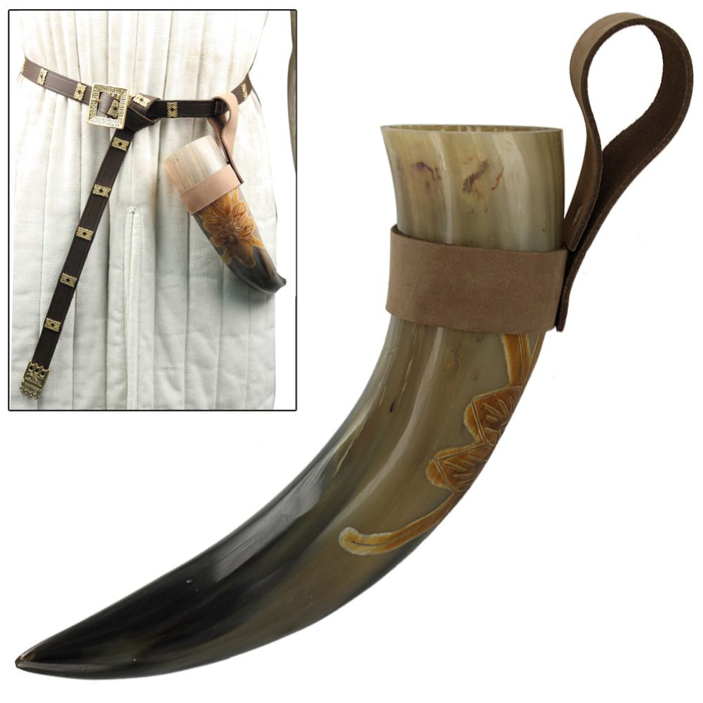 Burnt Orange Blossom Ceremonial Drinking Horn