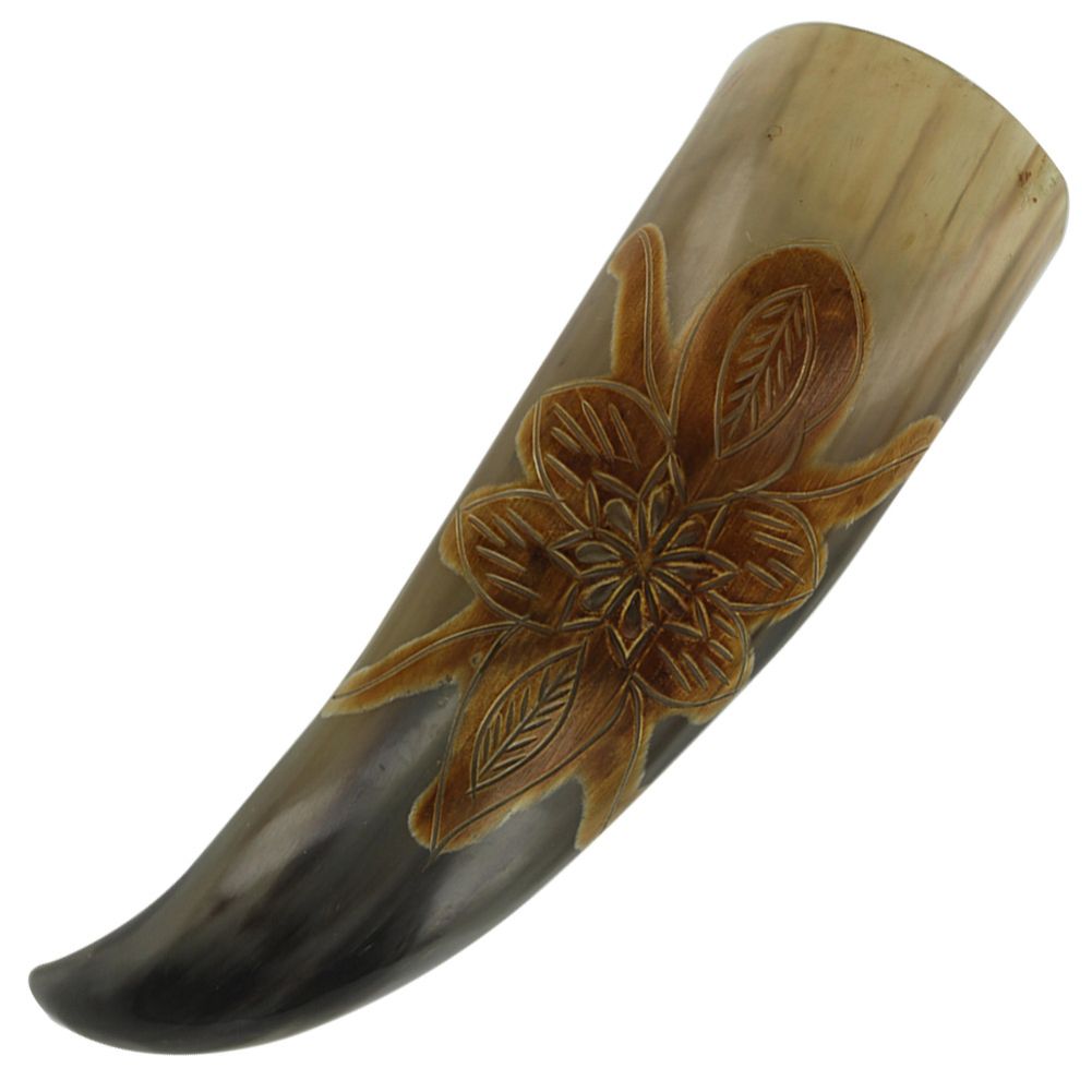 Burnt Orange Blossom Ceremonial Drinking Horn