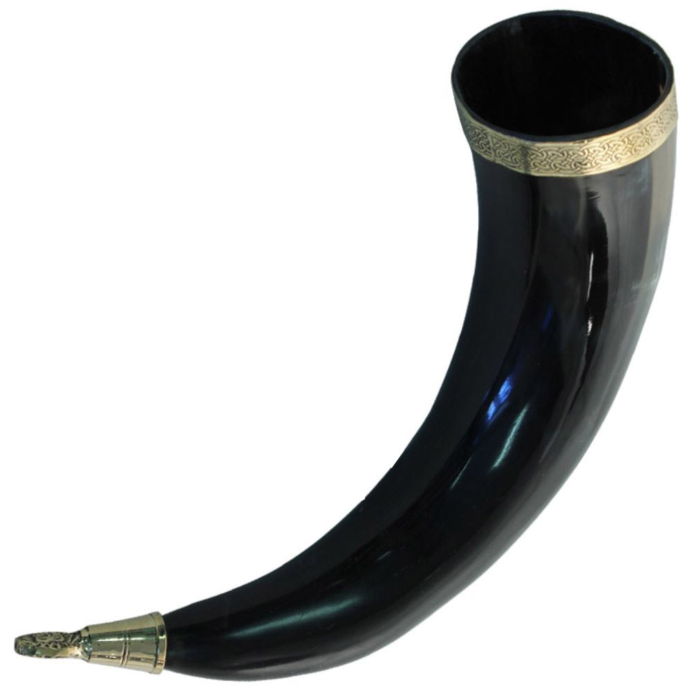 Brass Adorned Medieval Drinking Horn