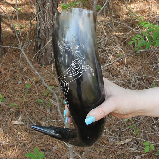 Burnt Roe Deer Saxon Sacred Drinking Horn