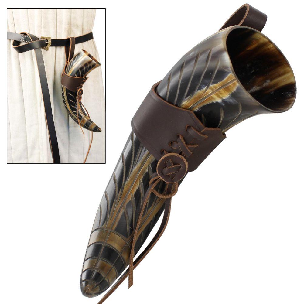 Bountiful Sustenance Hand Carved Drinking Horn