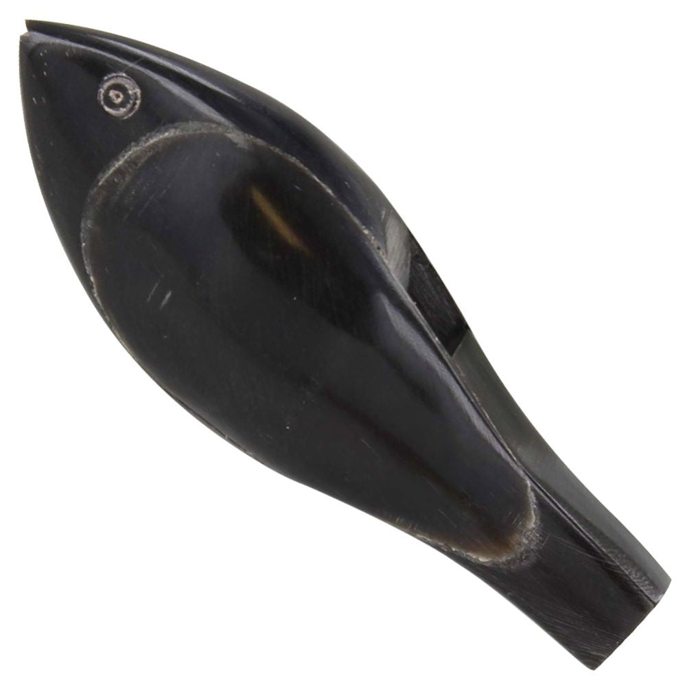 Little Black Guppy Fish Hand Carved Horn Whistle