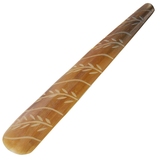 Natural Engraved Botanical Cow Horn Shoe Horn