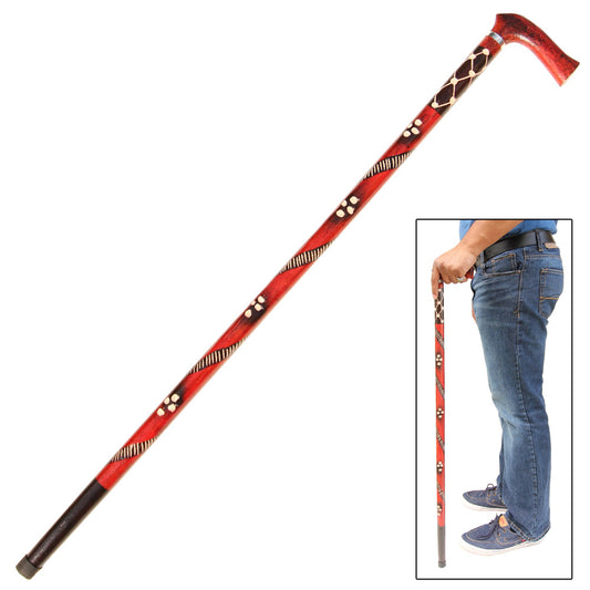 Handcrafted Eucalyptus Tribal Wars Walking Cane