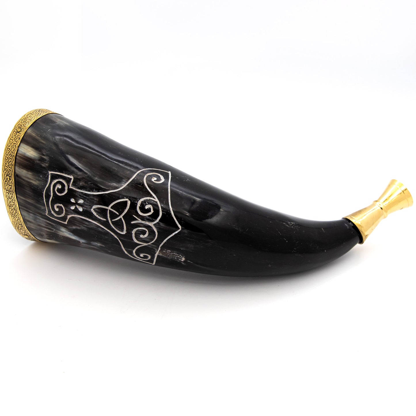 Roaring Thunderclap Viking Gjallarhorn Blowing Horn W/ Brass Detailing