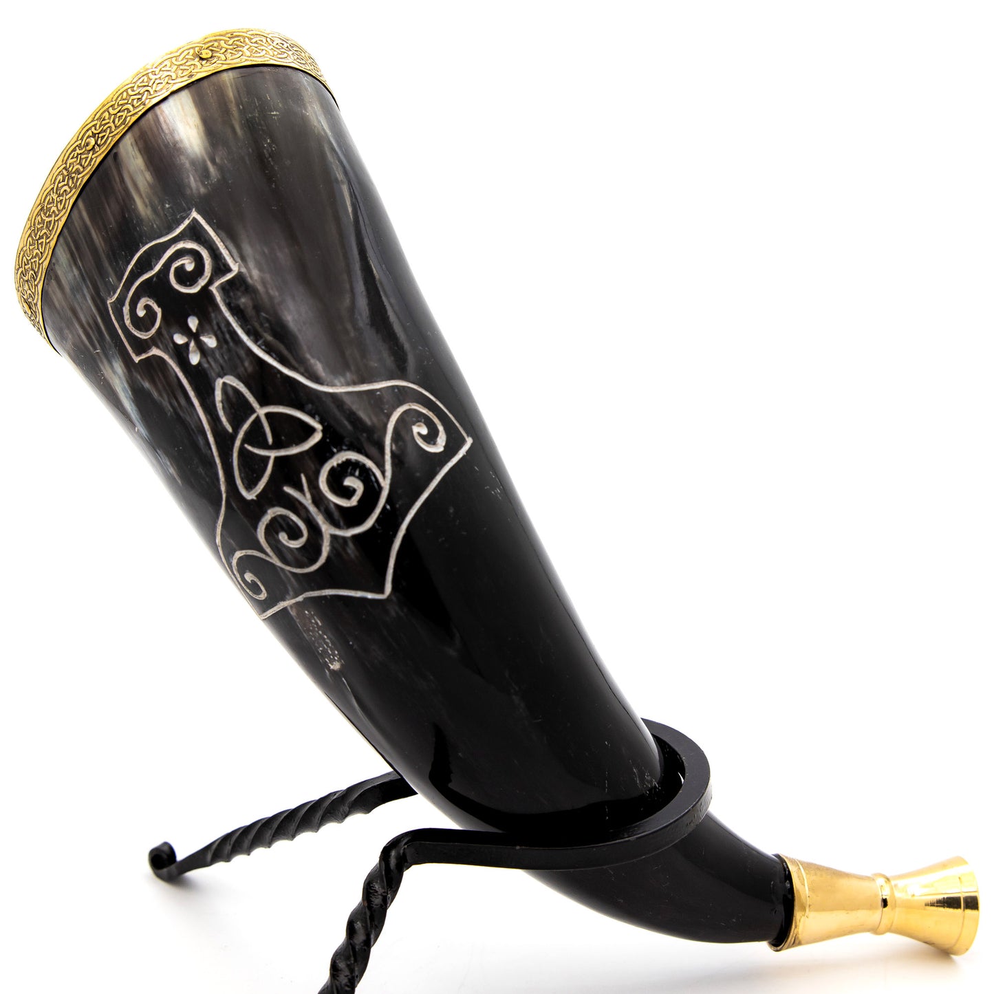 Roaring Thunderclap Viking Gjallarhorn Blowing Horn W/ Brass Detailing