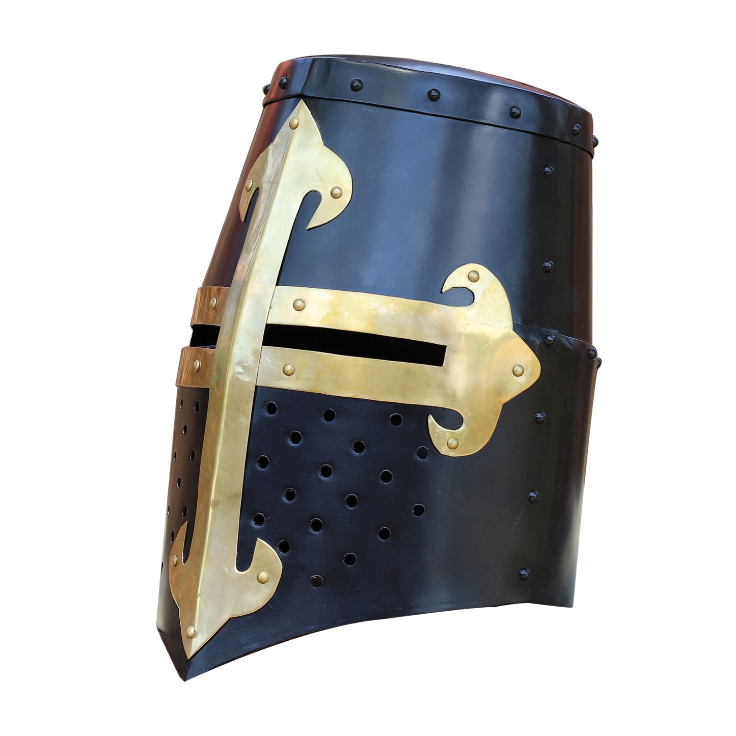 Knights Templar Brass Trimmed Crusader Practice Helmet Without Liner | Black |