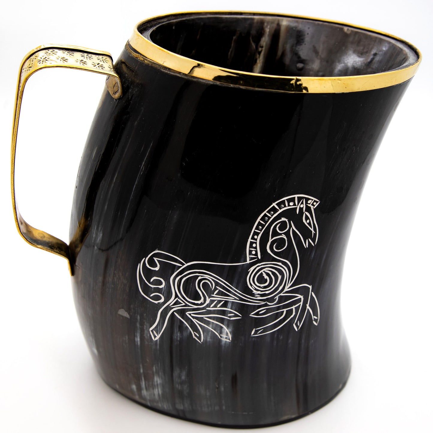 Realm Wanderlust Brass Rimmed Viking Norse Sleipnir Horn Mug