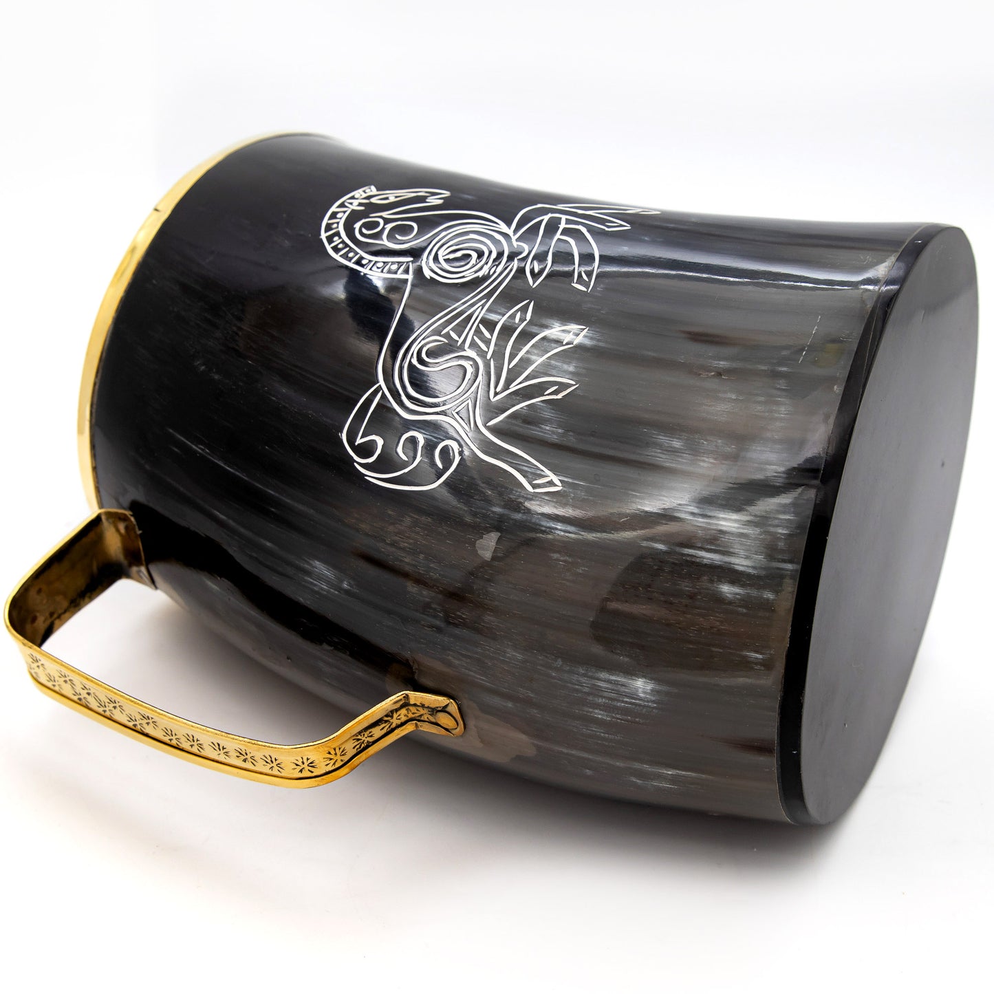 Realm Wanderlust Brass Rimmed Viking Norse Sleipnir Horn Mug