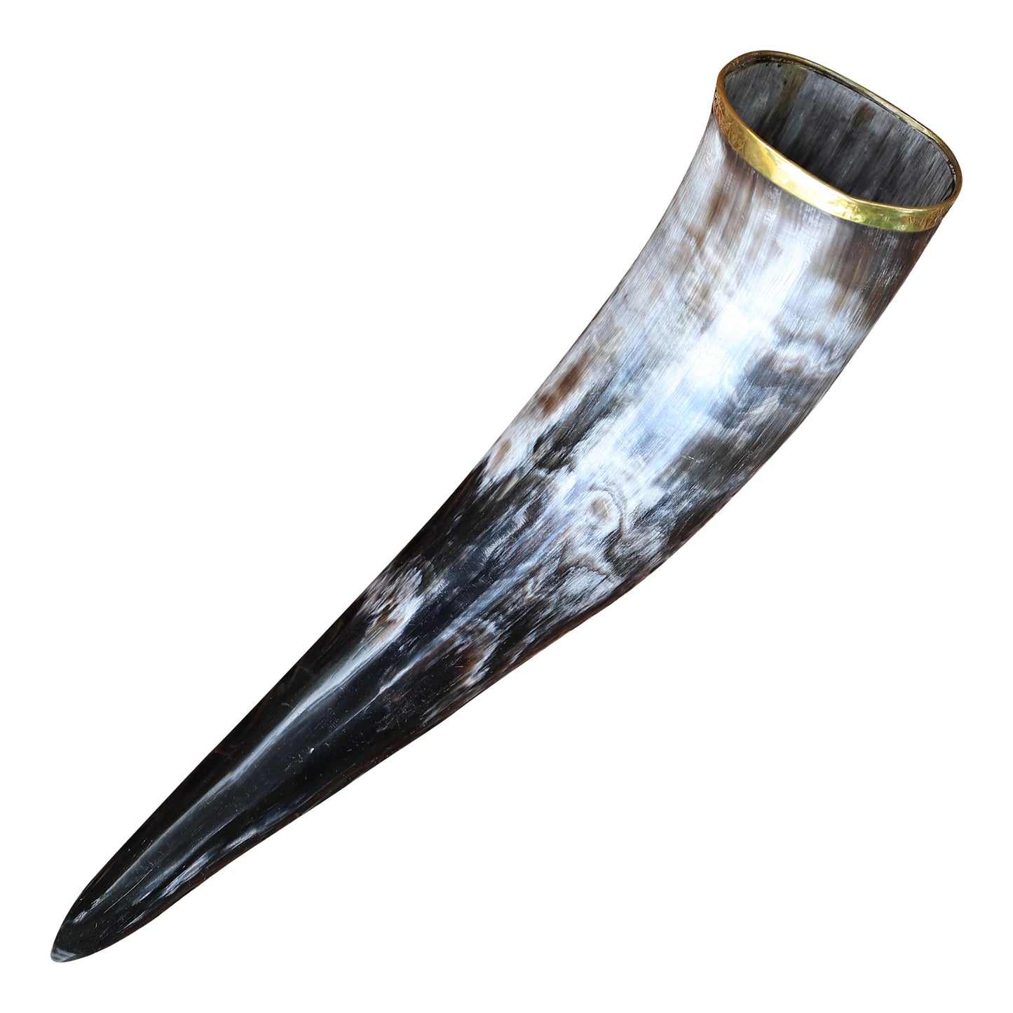 The Hooded Raven ™ Pure Brass Rim Drinking Horn Vessel Canvas Bag Included