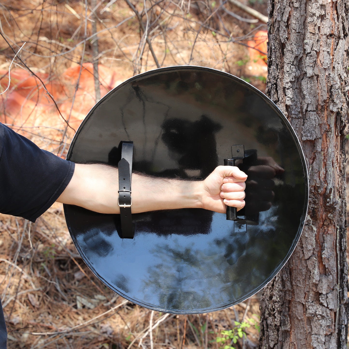 Medieval Functional Steel Blank Black Domed Shield