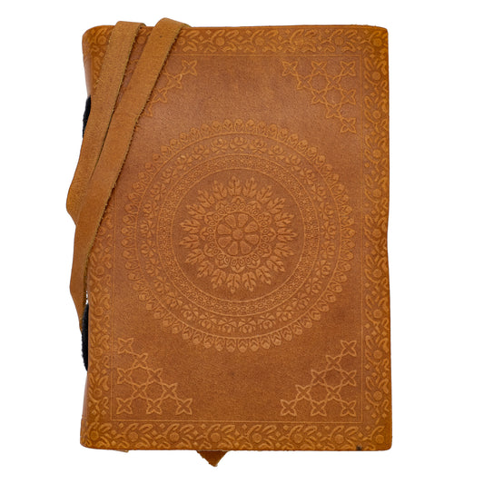 Design Calling Embossed Floral Mandala Hand Crafted Writing Drawing Leather Notebook Sketchbook Diary Journal