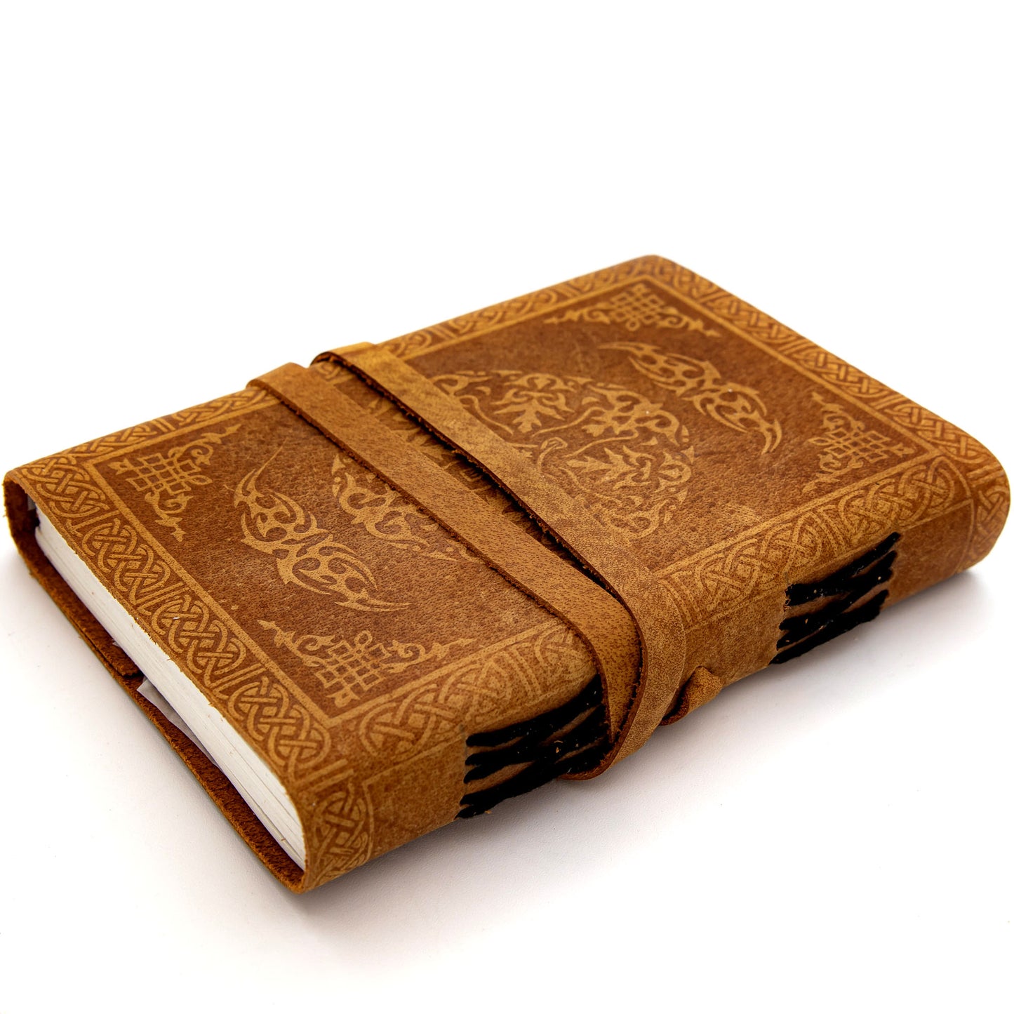 Old-fashioned Cursive Embossed Leather-Bound Journal Choice of Design