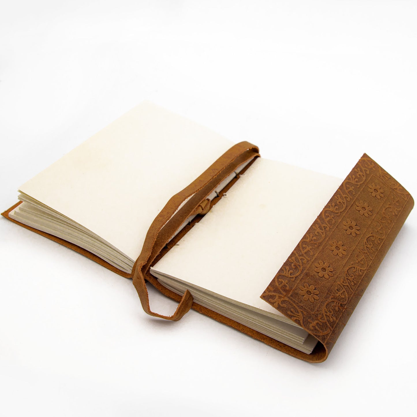 Old-fashioned Cursive Embossed Leather-Bound Journal Choice of Design