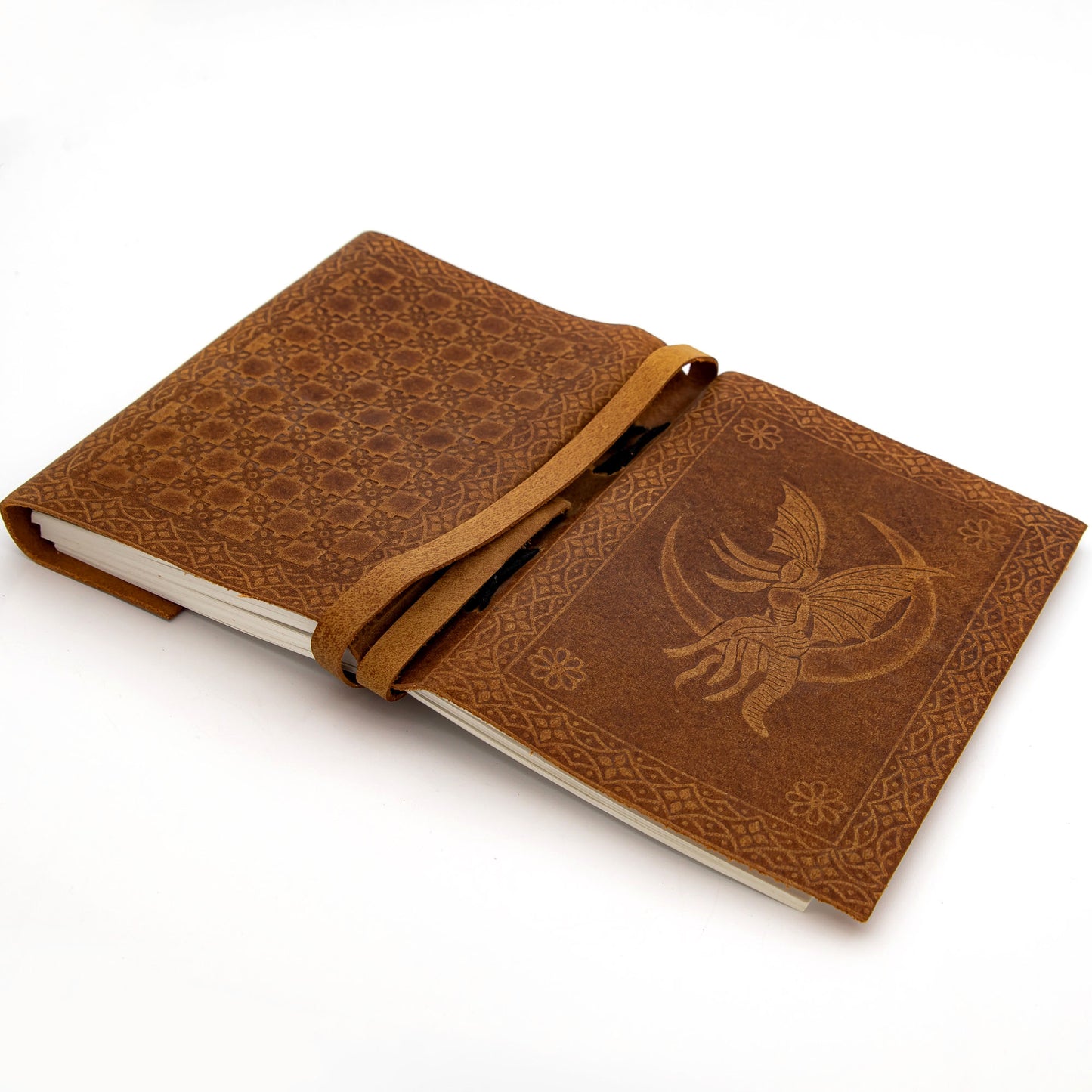 Old-fashioned Cursive Embossed Leather-Bound Journal Choice of Design