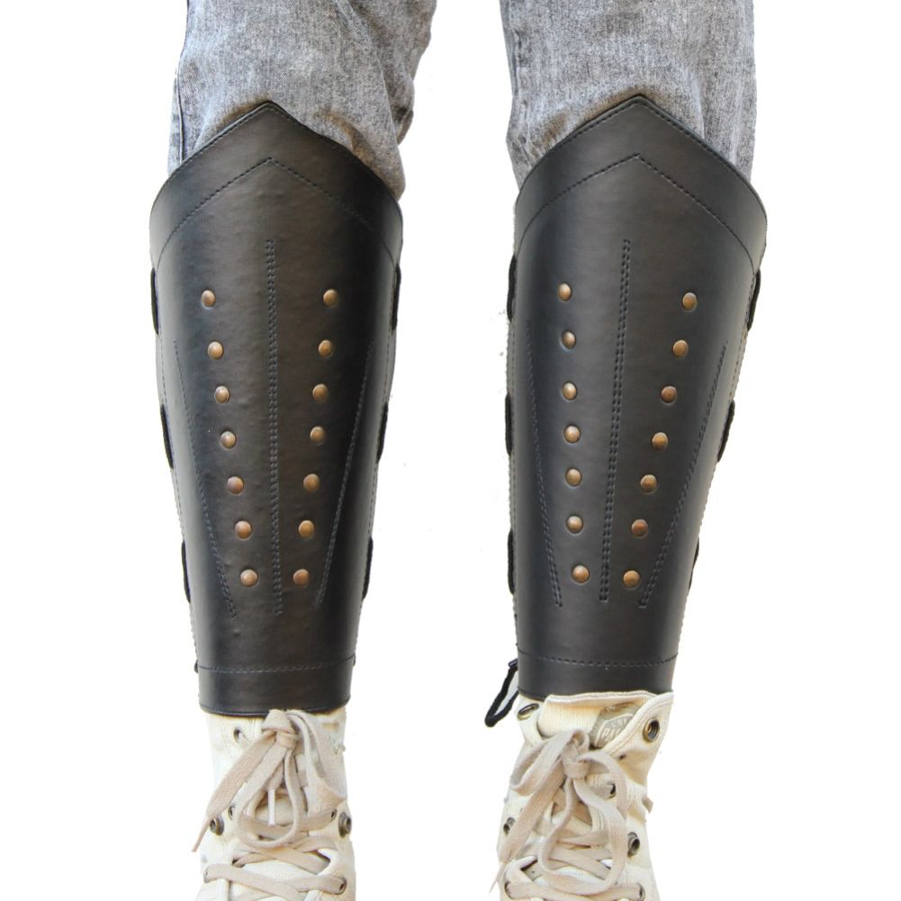 Rangers Sable Studded Leather Greaves