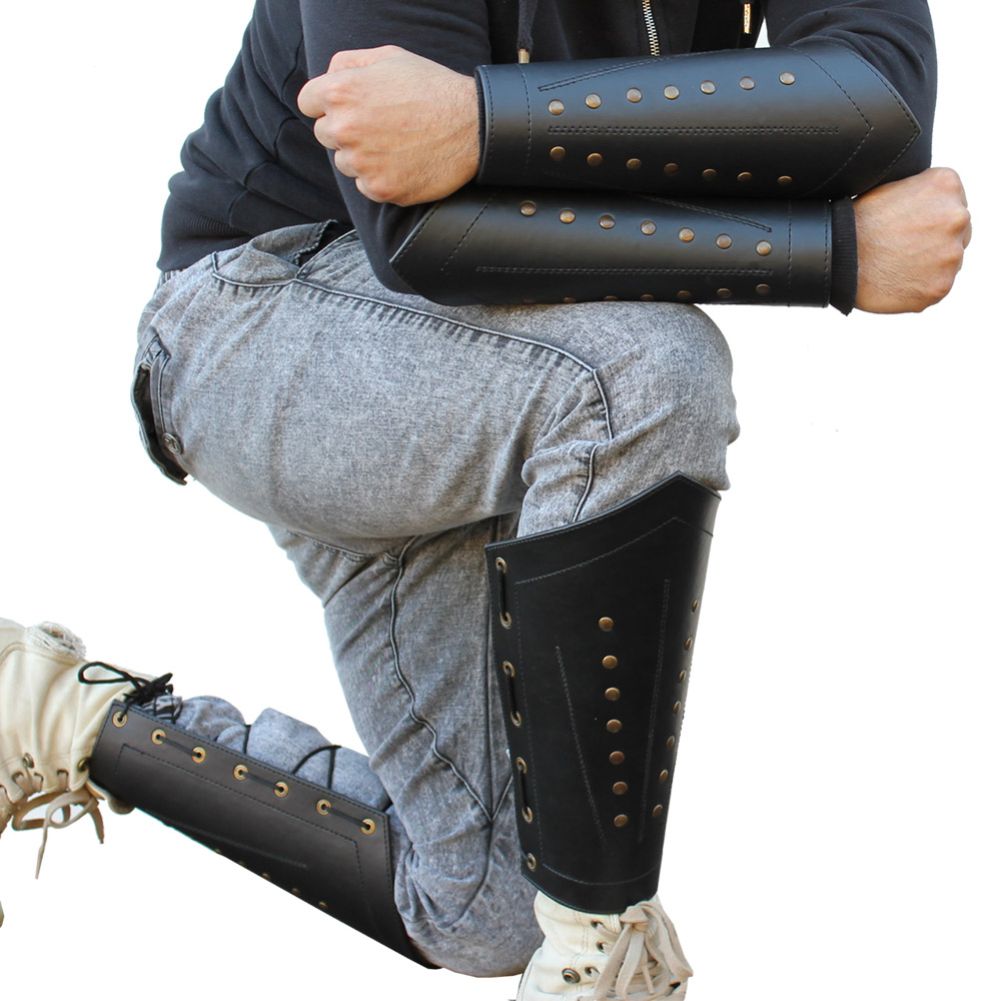 Rangers Sable Studded Leather Greaves