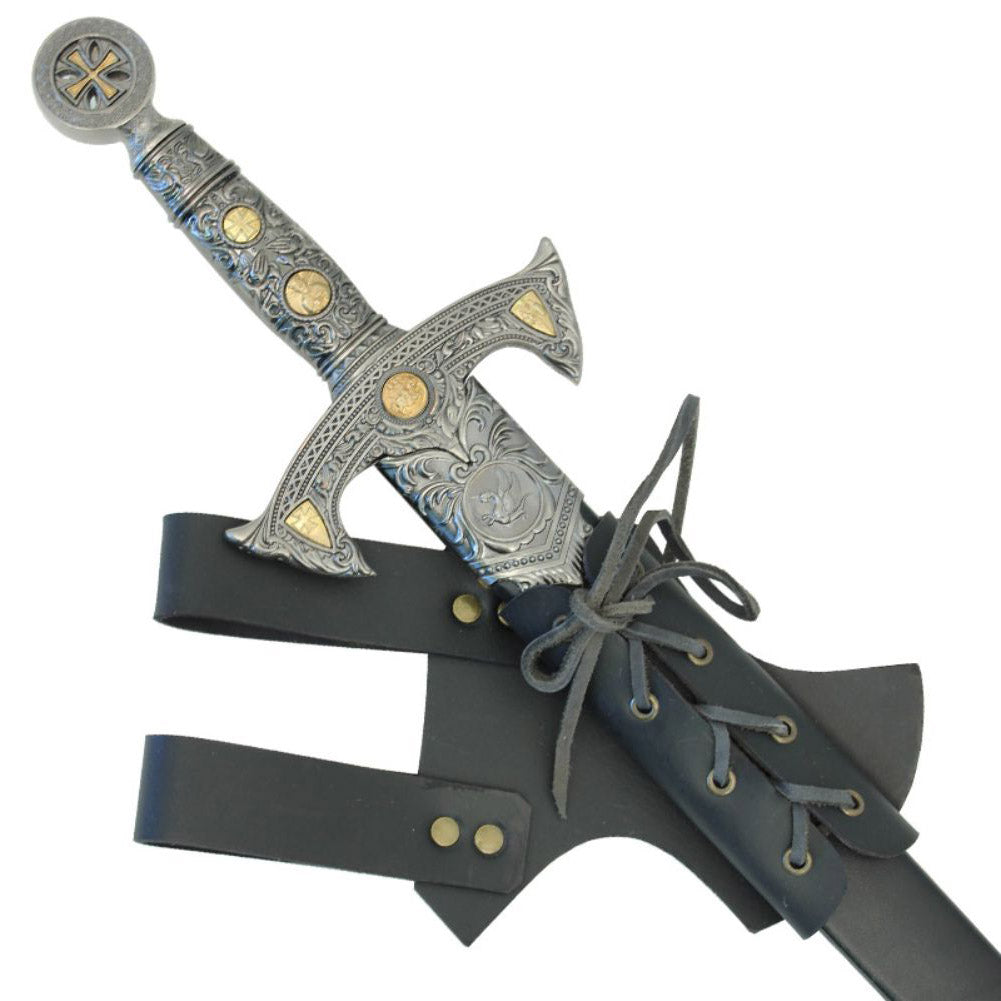 Left-Handed Nottingham Universal Genuine Leather Dagger Sword Frog | Black