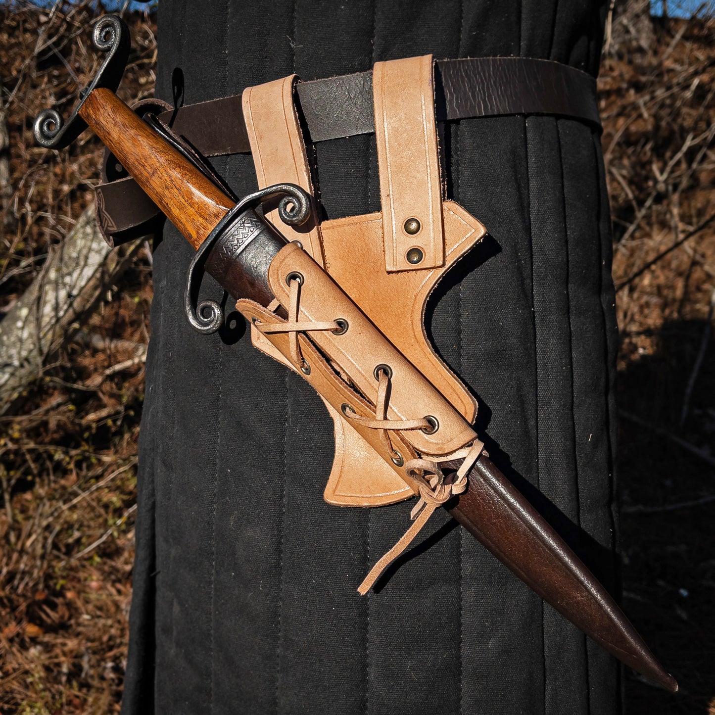 Medieval Hawk Wood Leather Sword Dagger Weapon Frog Costume Accessory | Choose Your Color