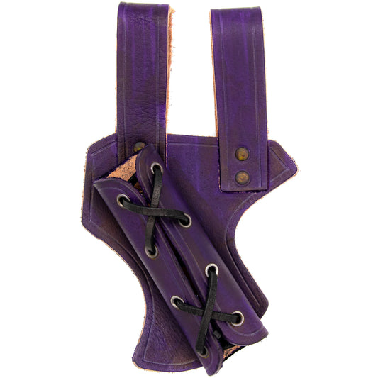 Right-Handed Medieval Hawk Wood Leather Sword Dagger Weapon Frog Costume Accessory | Purple