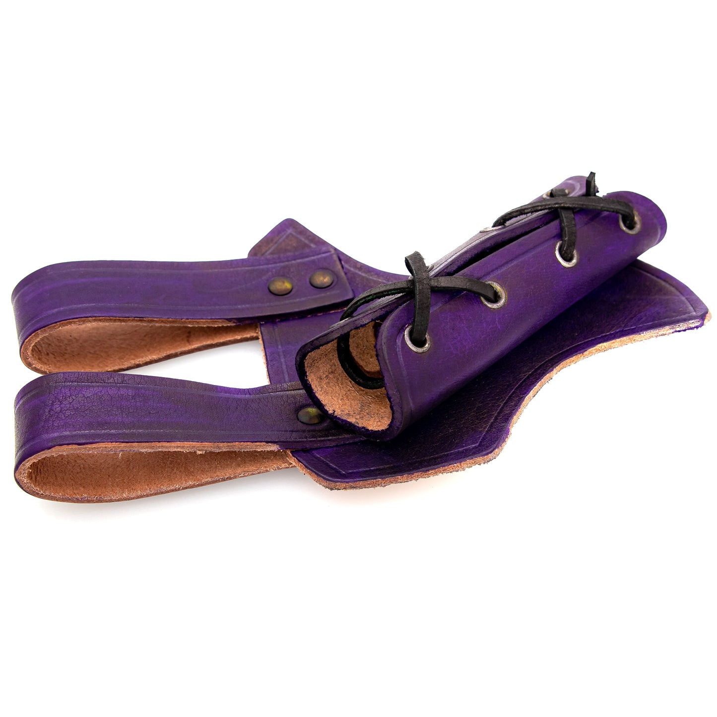 Right-Handed Medieval Hawk Wood Leather Sword Dagger Weapon Frog Costume Accessory | Purple