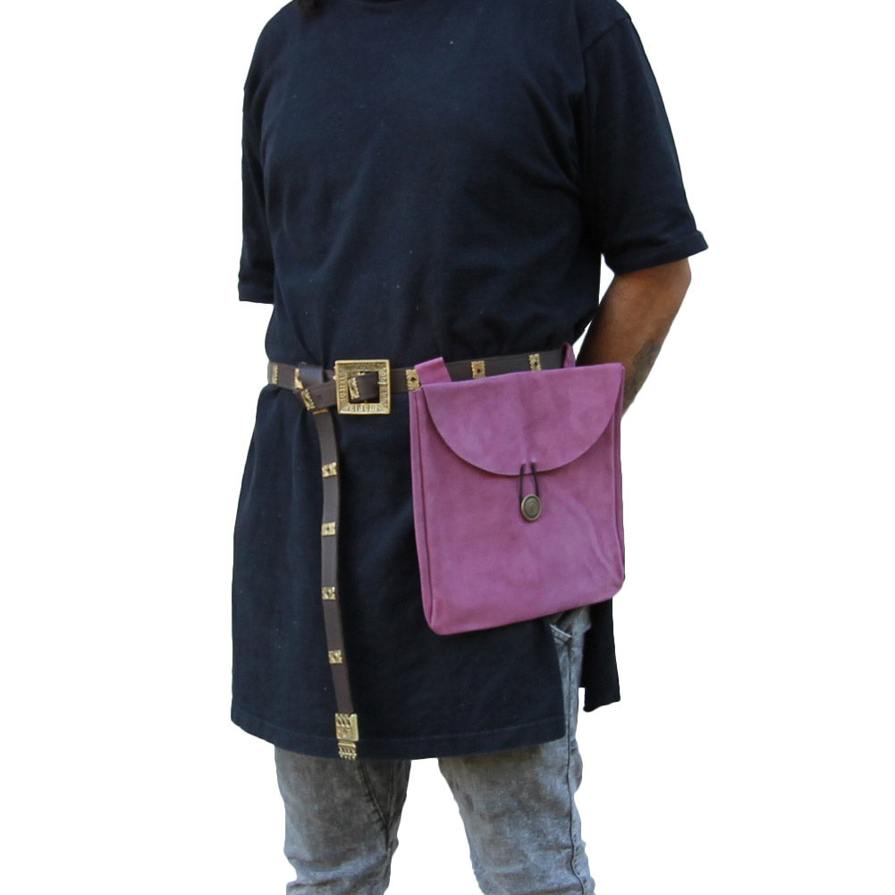 Touch of Royalty Medieval Purple Suede Leather Renaissance Style Belt Pouch Bag