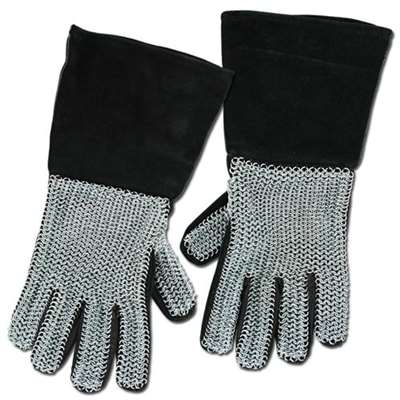 Medieval Suede Chainmail Gloves