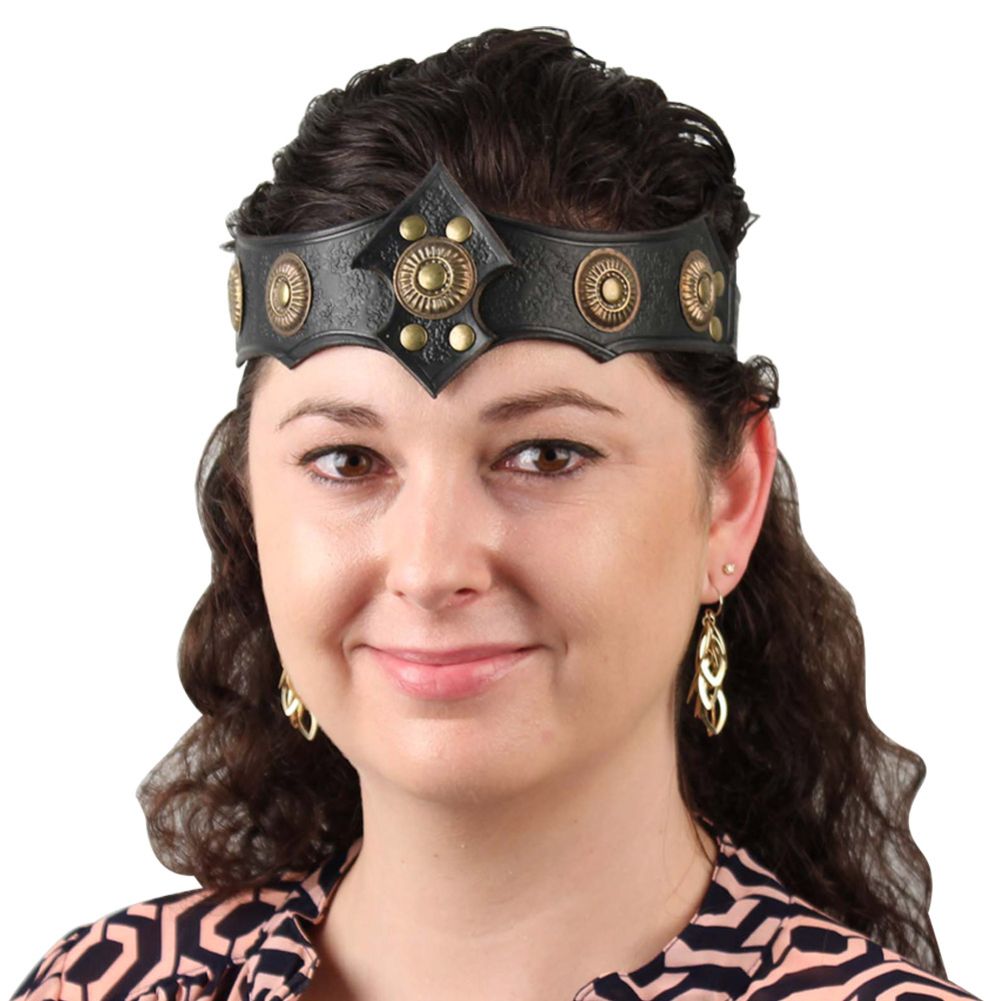 Ornate Warrior Queen Midnight Leather Headband