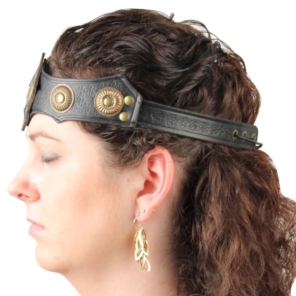 Ornate Warrior Queen Midnight Leather Headband