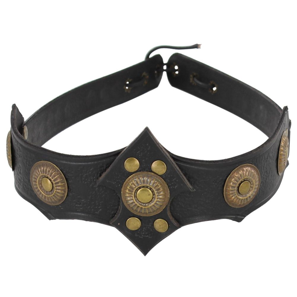 Ornate Warrior Queen Midnight Leather Headband