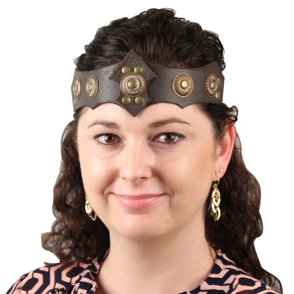 Ornate Warrior Queen Tawny Leather Headband