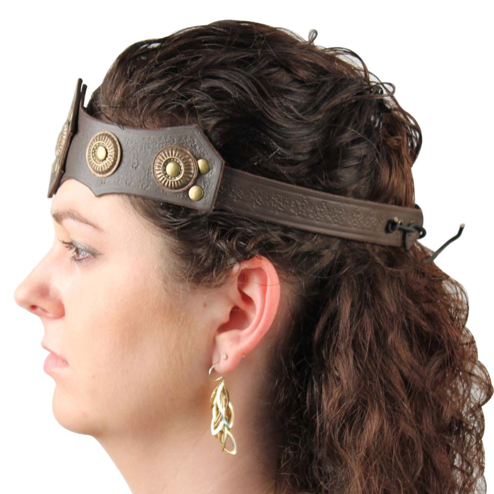 Ornate Warrior Queen Tawny Leather Headband