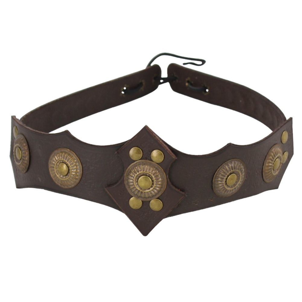 Ornate Warrior Queen Tawny Leather Headband