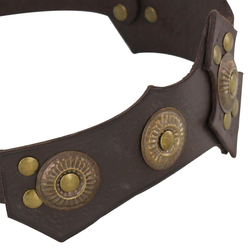 Ornate Warrior Queen Tawny Leather Headband