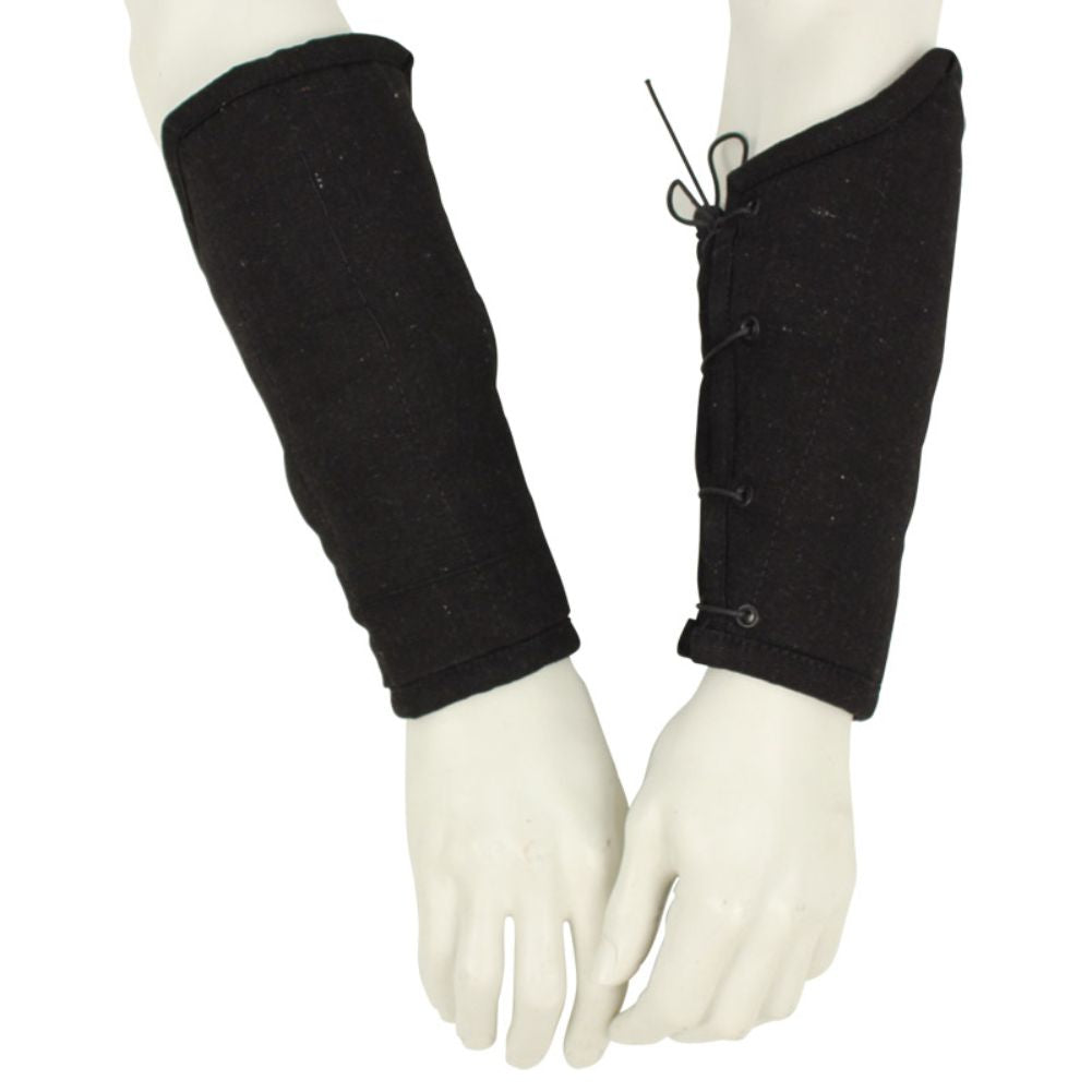 Medieval Padded Cloth Bracers - Black