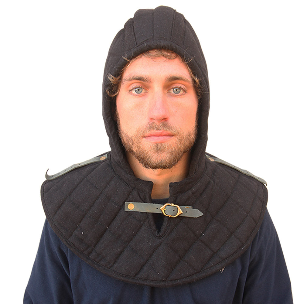 Cotton Padded Collar Armor And Cap Black